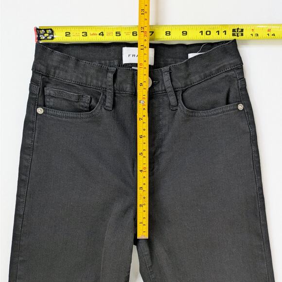 Frame Le High Straight 26 Black Raw Hem Quiet Luxury Minimalist Denim - Picture 6 of 10